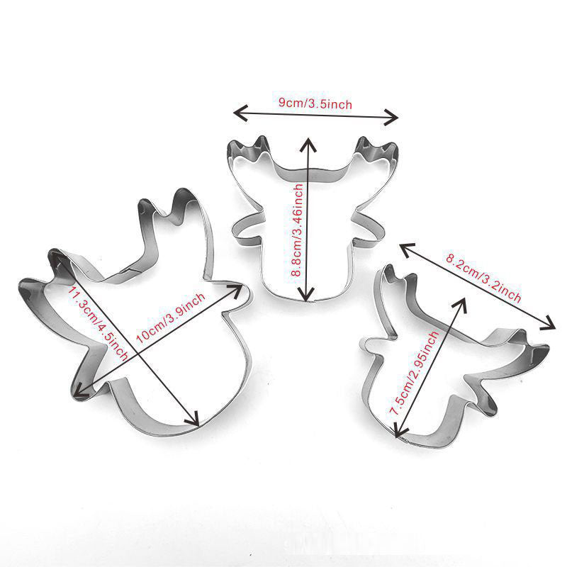 Christmas baked goods reindeer 3-piece set stainless steel biscuit mold Christmas reindeer cookie cutter set - V.I.P Digital Presence