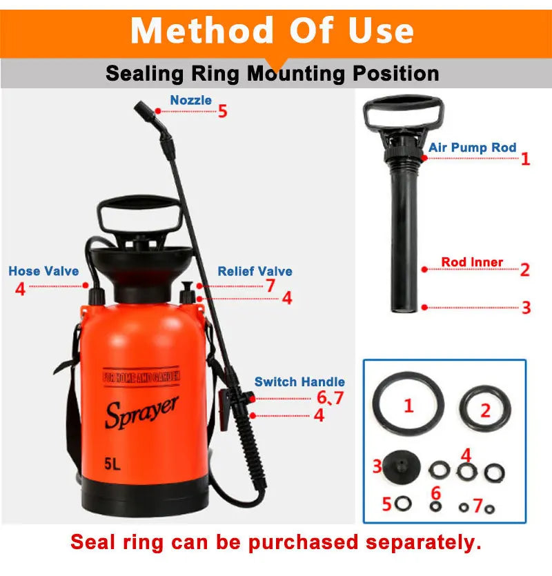 3/5L Pressure Sprayer Air Compression Pump Hand Pressure Sprayers Agricultural Gardening Watering Plant Lawn Spray Bottle - V.I.P Digital Presence