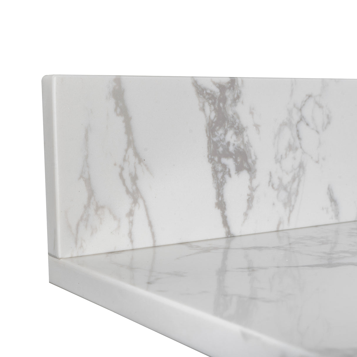 Montary 43x22 bathroom stone vanity top engineered stone carrara white marble color with rectangle undermount ceramic sink and 3 faucet hole with back splash