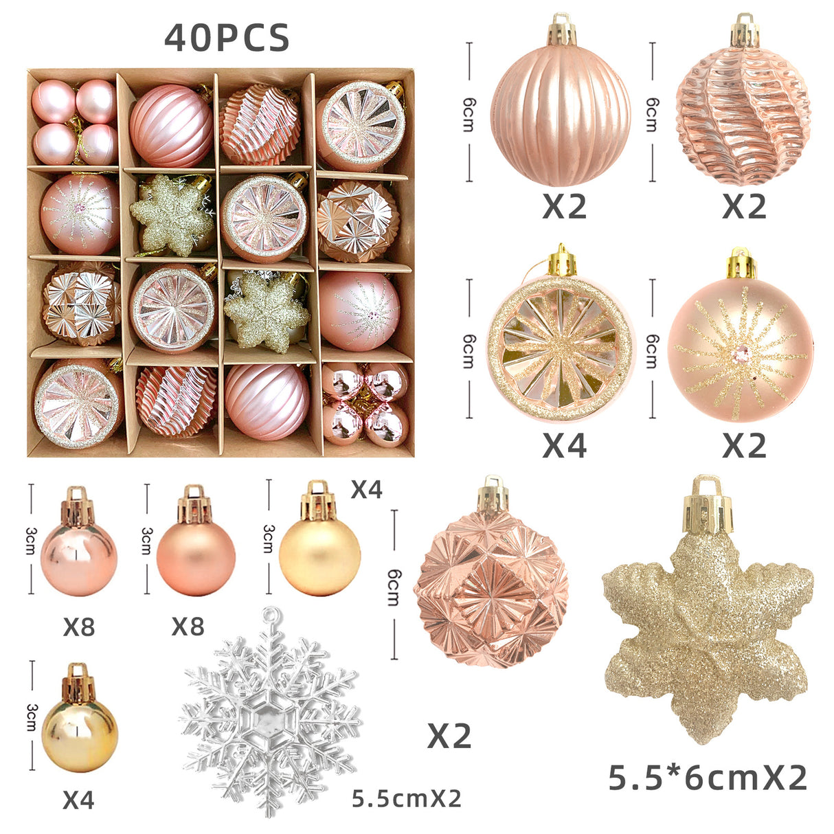 Christmas decoration 6cm electroplated ball plastic ball special-shaped painted Christmas ball gift Christmas tree pendant - V.I.P Digital Presence
