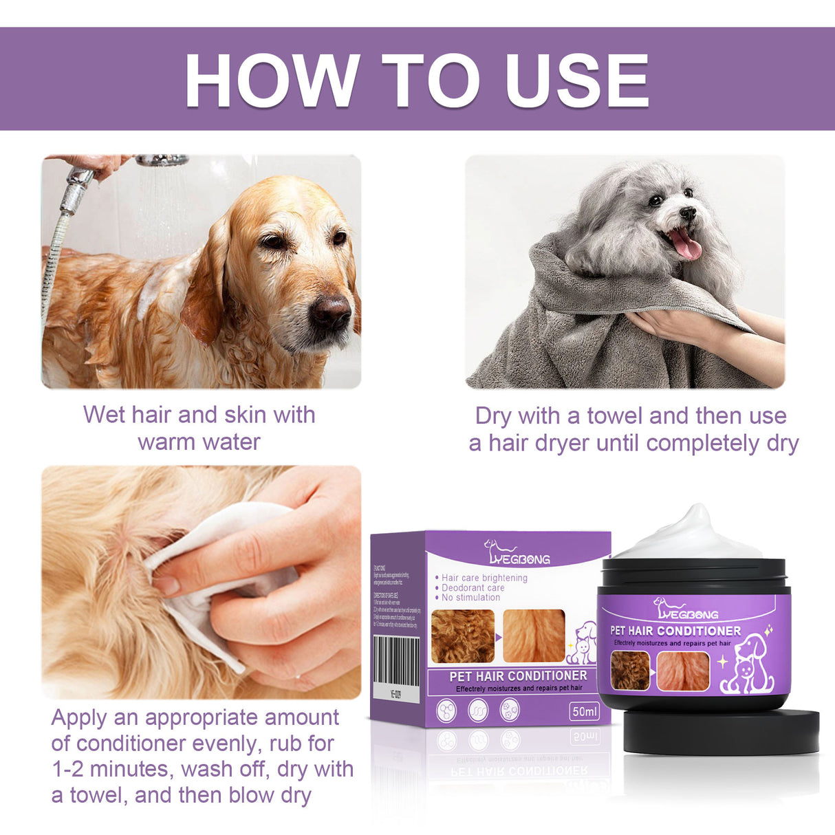 Pet Hair Conditioner, Fluffy Soft Not Knot Pet Pet Hair Clean Nursing Hair Cream - V.I.P Digital Presence