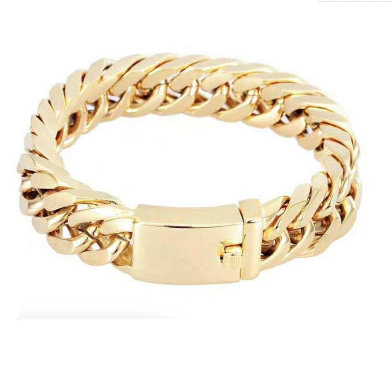 Fashionable 18K gold plated men's electroplated alloy double buckle bracelet - V.I.P Digital Presence