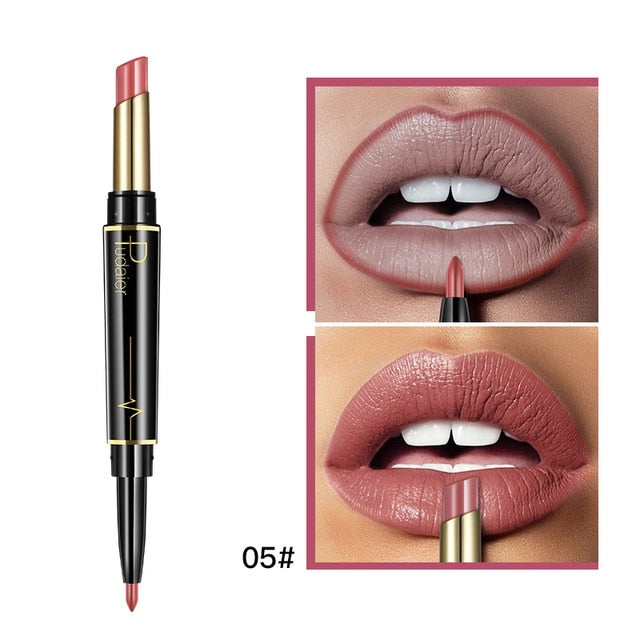 Matte Lipstick Wateproof Double Ended Long Lasting Lipsticks Brand Lip Makeup Cosmetics Nude Dark Red Lips Liner Pencil - V.I.P Digital Presence
