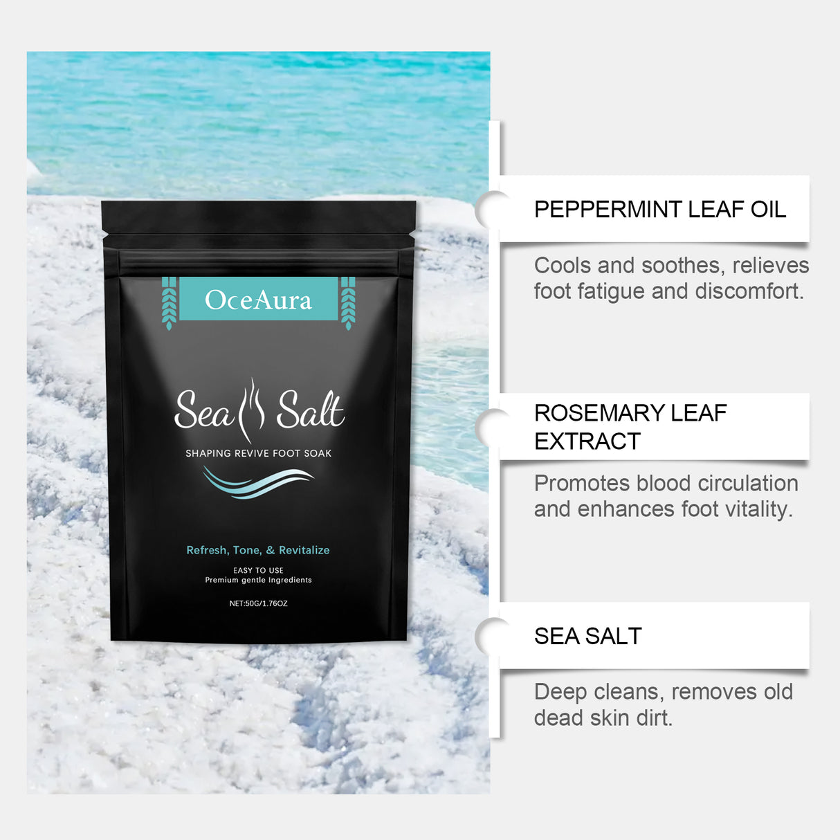 Sea Salt Foot Bath Salt Sea Salt Foot Soak Feet Beauty Body Firming Body Skin Moisturizing Care Foot Bath Salt