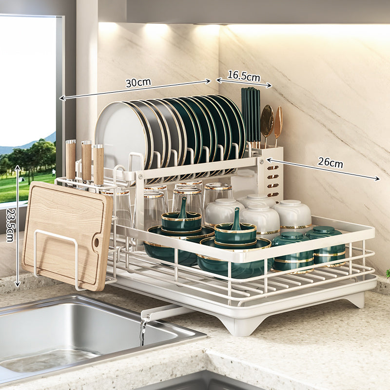 2024 Kitchen Dish Drying Rack with Adjustable Stainless Steel Organizer - V.I.P Digital Presence
