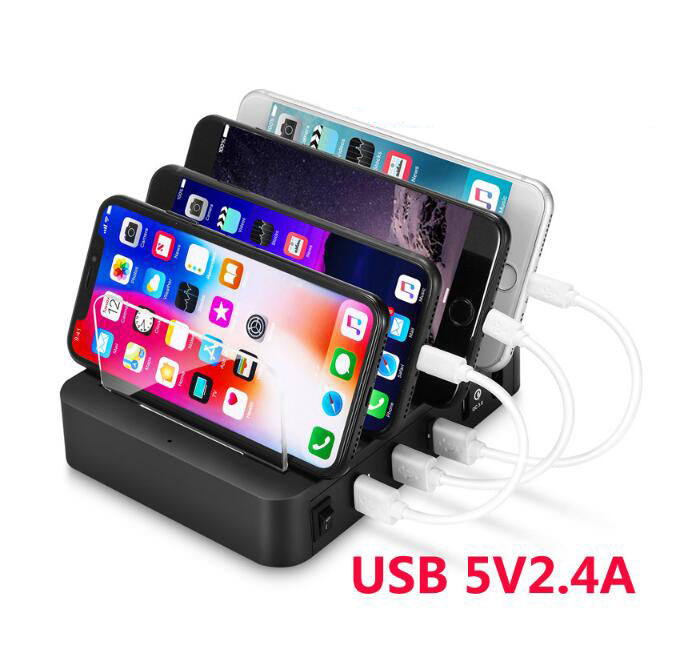 Desktop Quick Charger 4 Ports 24W USB Charger Multi-port USB Charging Station Dock