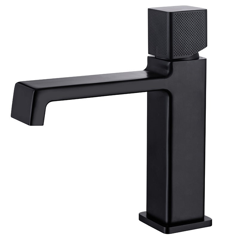 Black square single hole cold and hot countertop basin sink chrome faucet - V.I.P Digital Presence