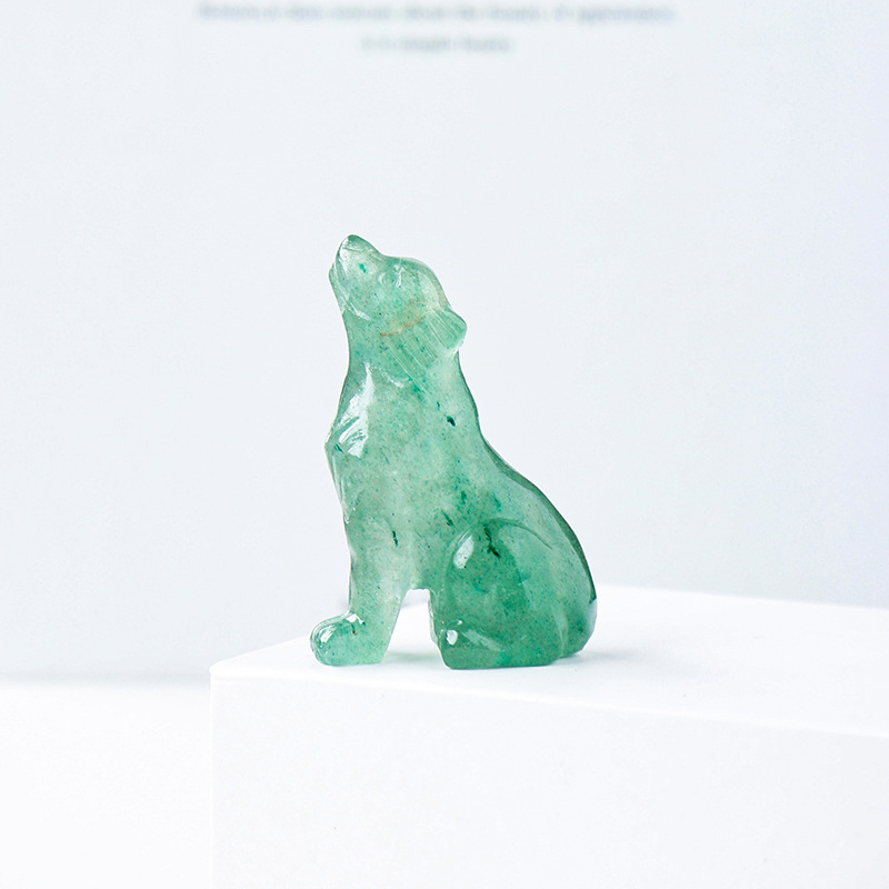 Natural crystal wolf cub carving piece, crystal animal raw stone, mineral specimen, home decoration ornament - V.I.P Digital Presence