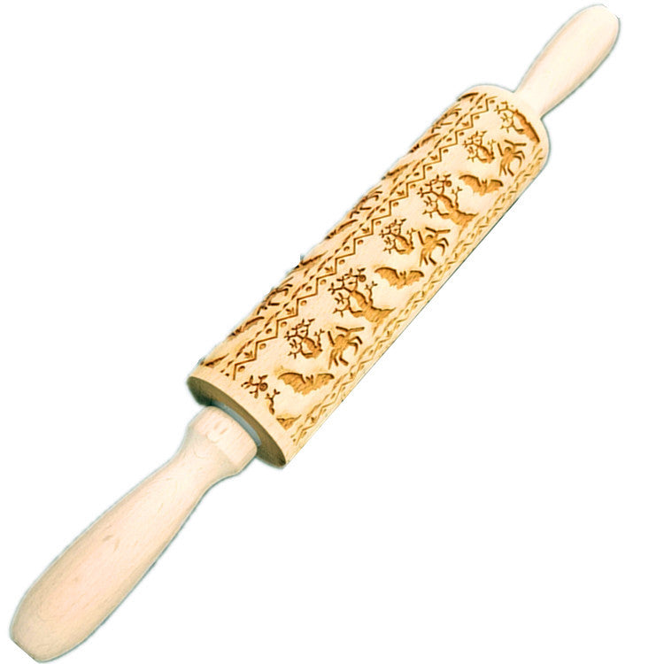 Wooden Rolling Pin Beechwood Laser Engraved Printed Rolling Pin Embossing Rolling Pin Christmas Flip Sugar Cookie Rolling Pin - V.I.P Digital Presence