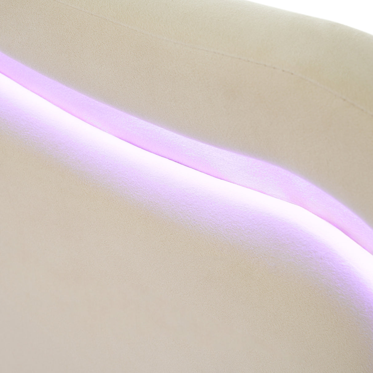 Full Size Velvet Upholstered Smart LED Bed Frame with Adjustable Height Headboard,No Box Spring Needed,Easy Assembly,Beige - V.I.P Digital Presence