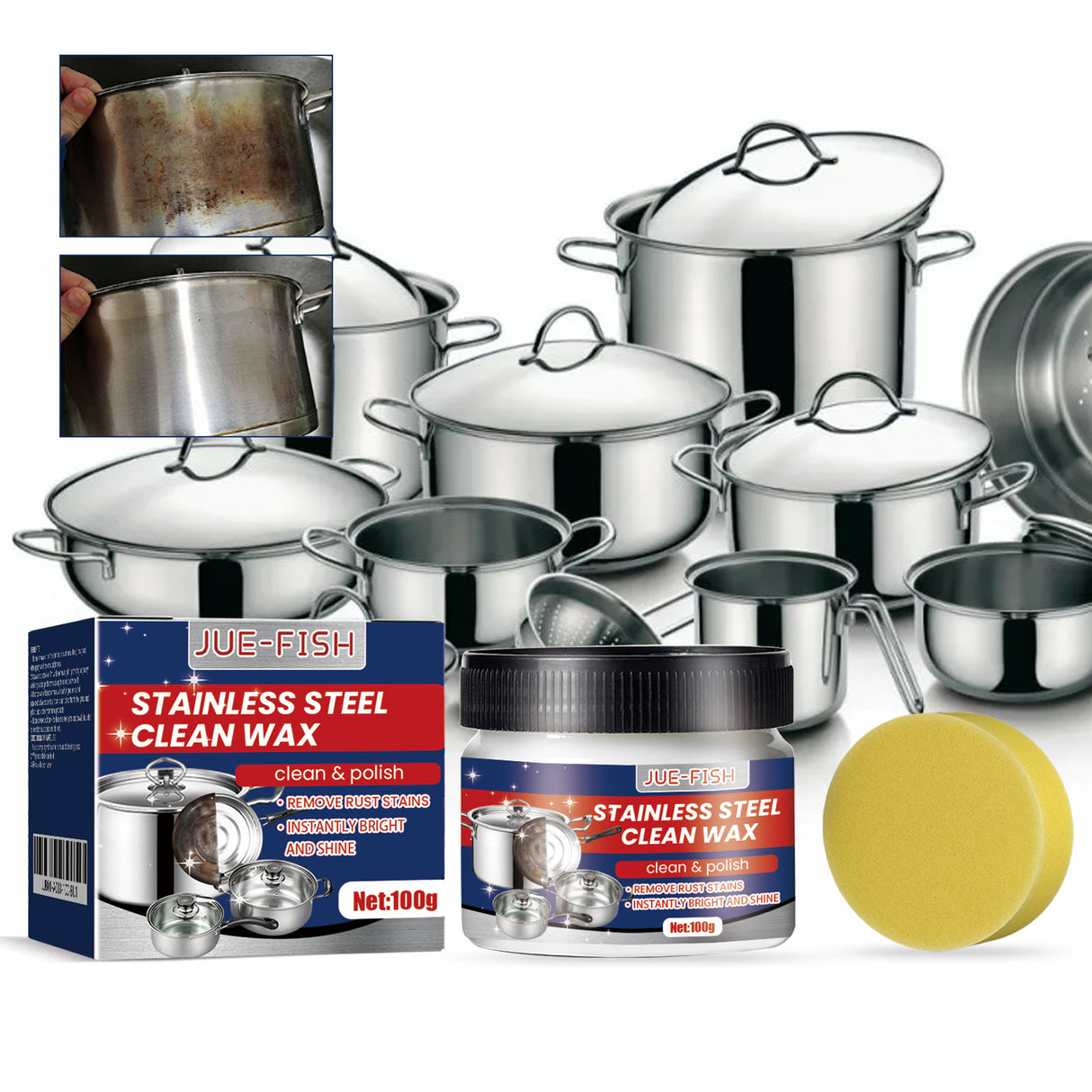 Stainless Steel Cleaning Cream, Kitchen Utensils, Pots And Pans, Cooktops, Heavy Oil, Rust Removal, Cleaning And Descaling Paste - V.I.P Digital Presence