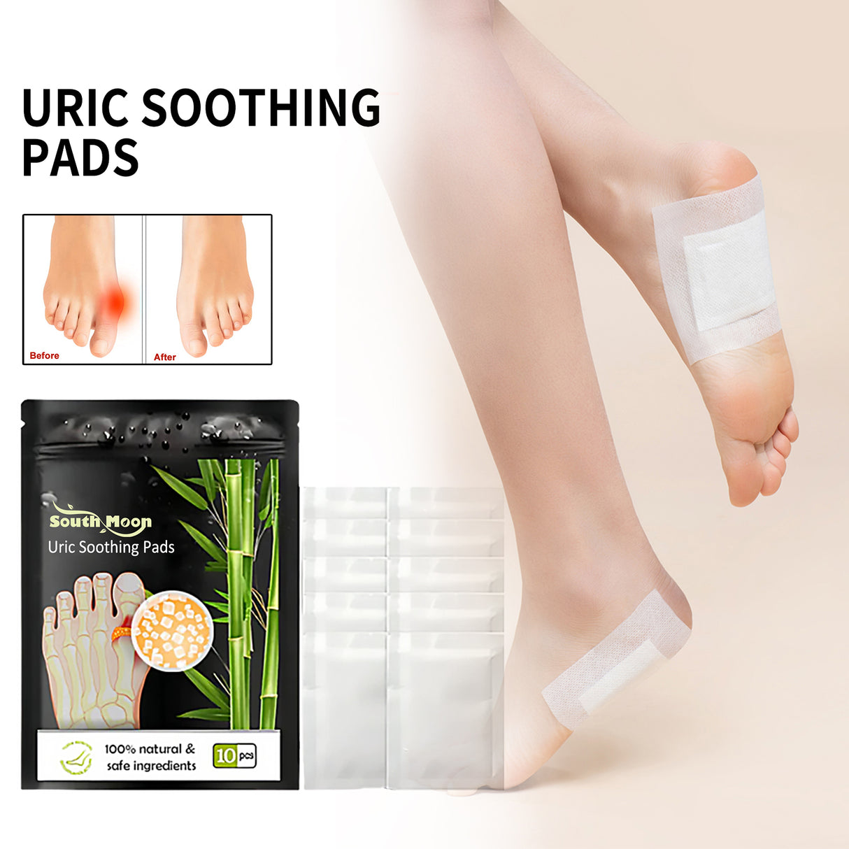 Uric Soothing Pads, Relieve Joint Pain Foot Clean Cold Dispelling Wet Foot Patch - V.I.P Digital Presence
