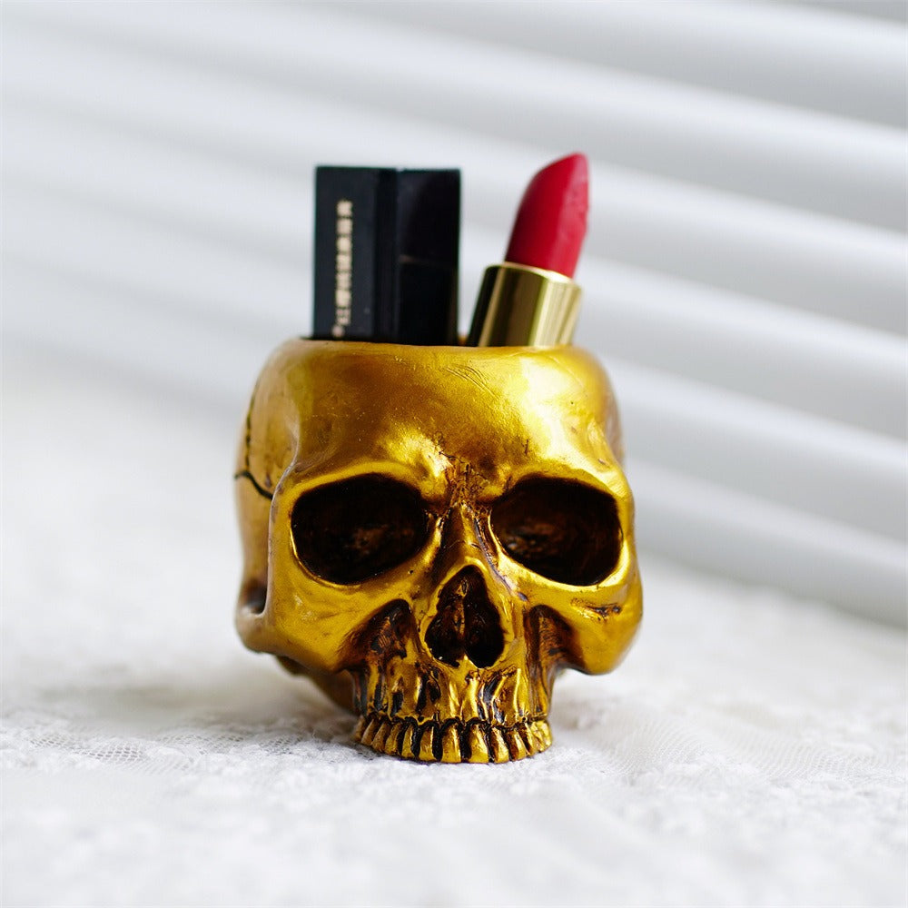 Small Golden Skull Decoration Desktop Small Storage succulent basin tabletop candle holder - V.I.P Digital Presence