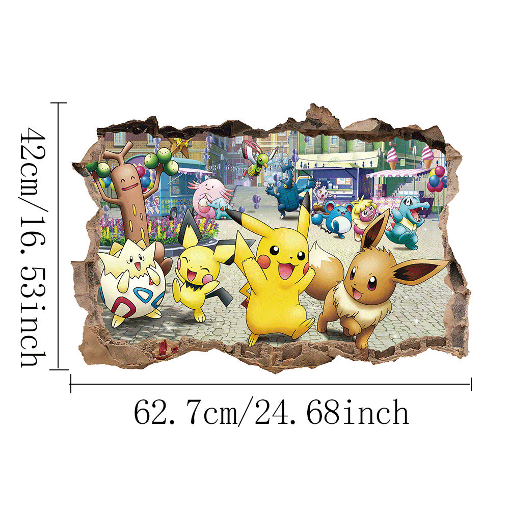 Cartoon anime children's room decoration wall sticker self-adhesive 3D Pikachu Digimon PVC sticker poster wall decoration - V.I.P Digital Presence