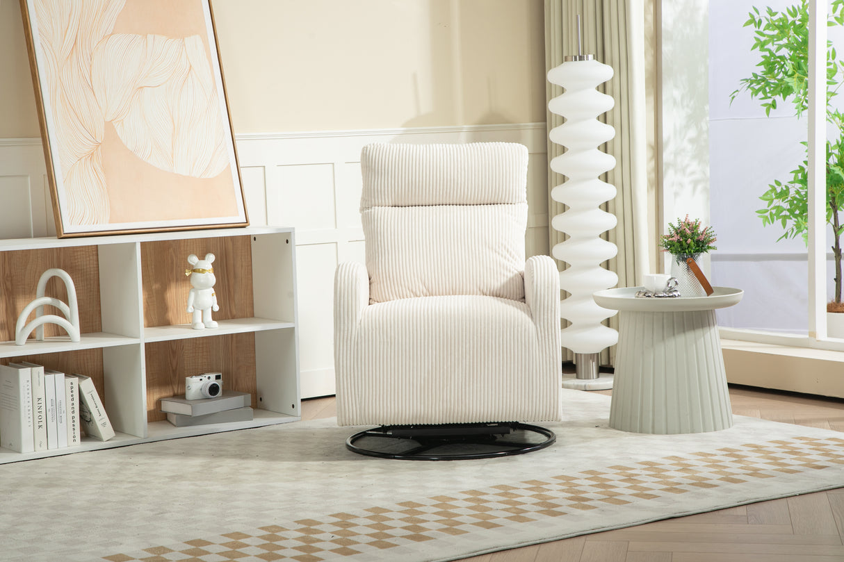 JiaDa Upholstered Swivel Glider.Flannel fabric.Rocking Chair for Nursery in Beige.Modern Style One Left Bag - V.I.P Digital Presence