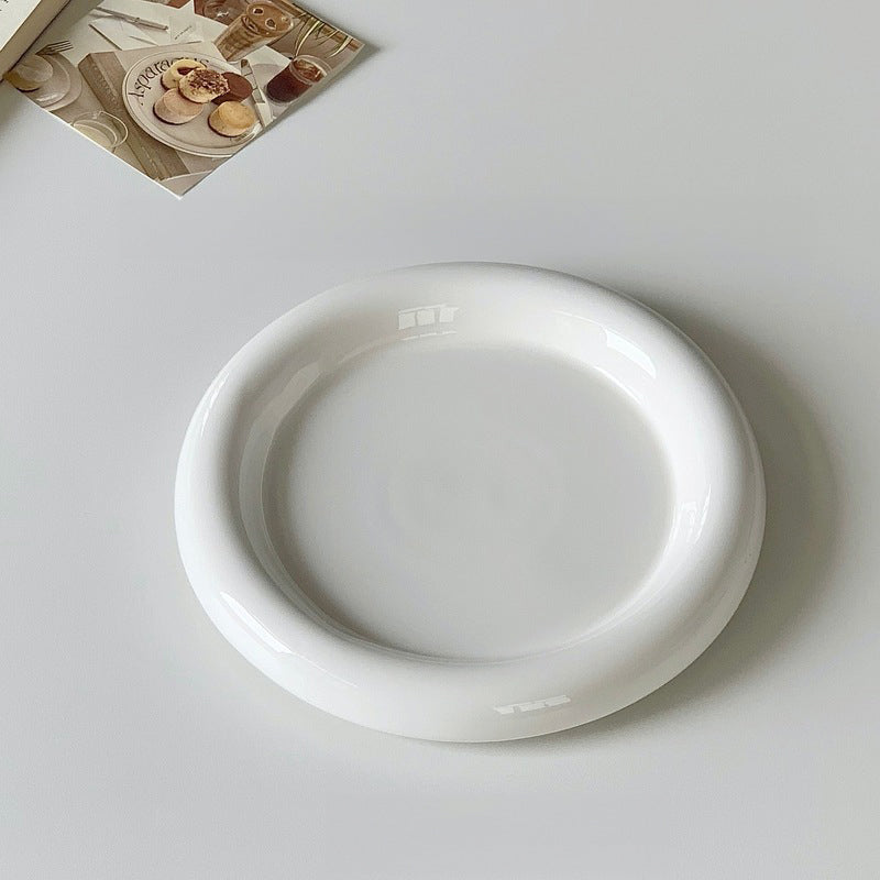 Ins - style Round Ceramic Food Plates. Thick - edged, creative Nordic tableware. Ideal for dessert, steak, pasta. - V.I.P Digital Presence