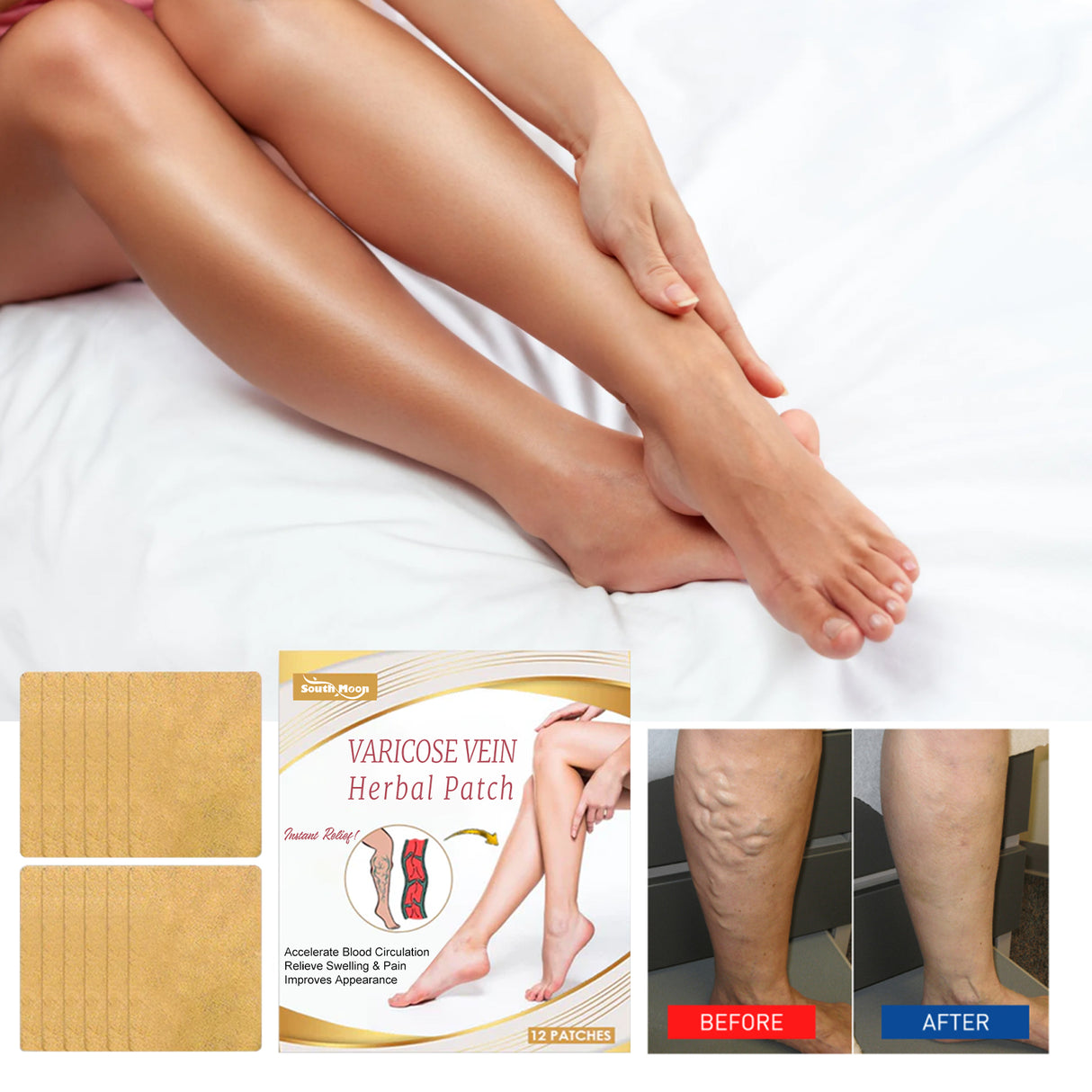 Instant Relief Varicose Vein Herbal Patch, Vein Massage To Relieve Leg Soreness And Swelling Earthworm Leg Care Patch - V.I.P Digital Presence