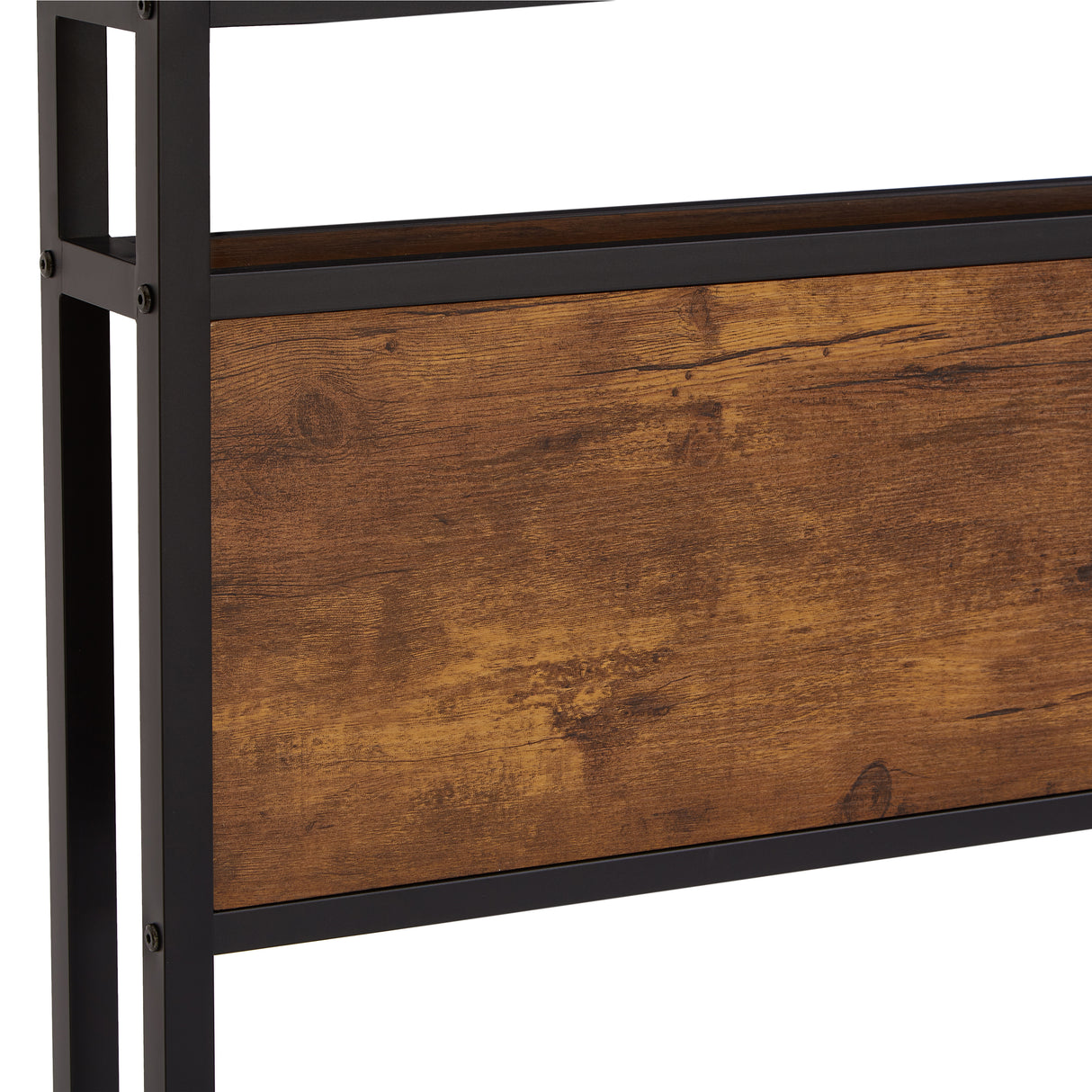 Extra large metal platform bed frame with wooden headboard and footrest, USB LINER, LED lights