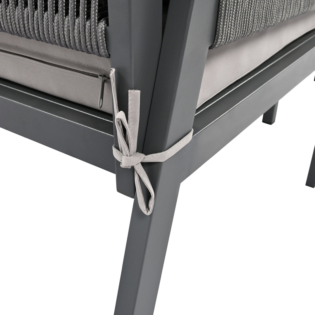 Outdoor Furniture with Tempered Glass Table Deep Seating with Thick Cushion for Backyard Porch Balcony (Grey)