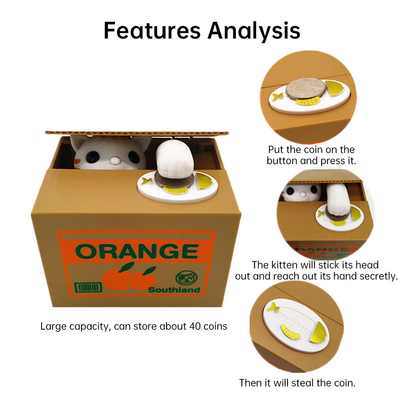 Automated Plastic Coin Bank in Panda/Cat Shape - Electronic Deposit, Savings for Kids, Great Gift - V.I.P Digital Presence