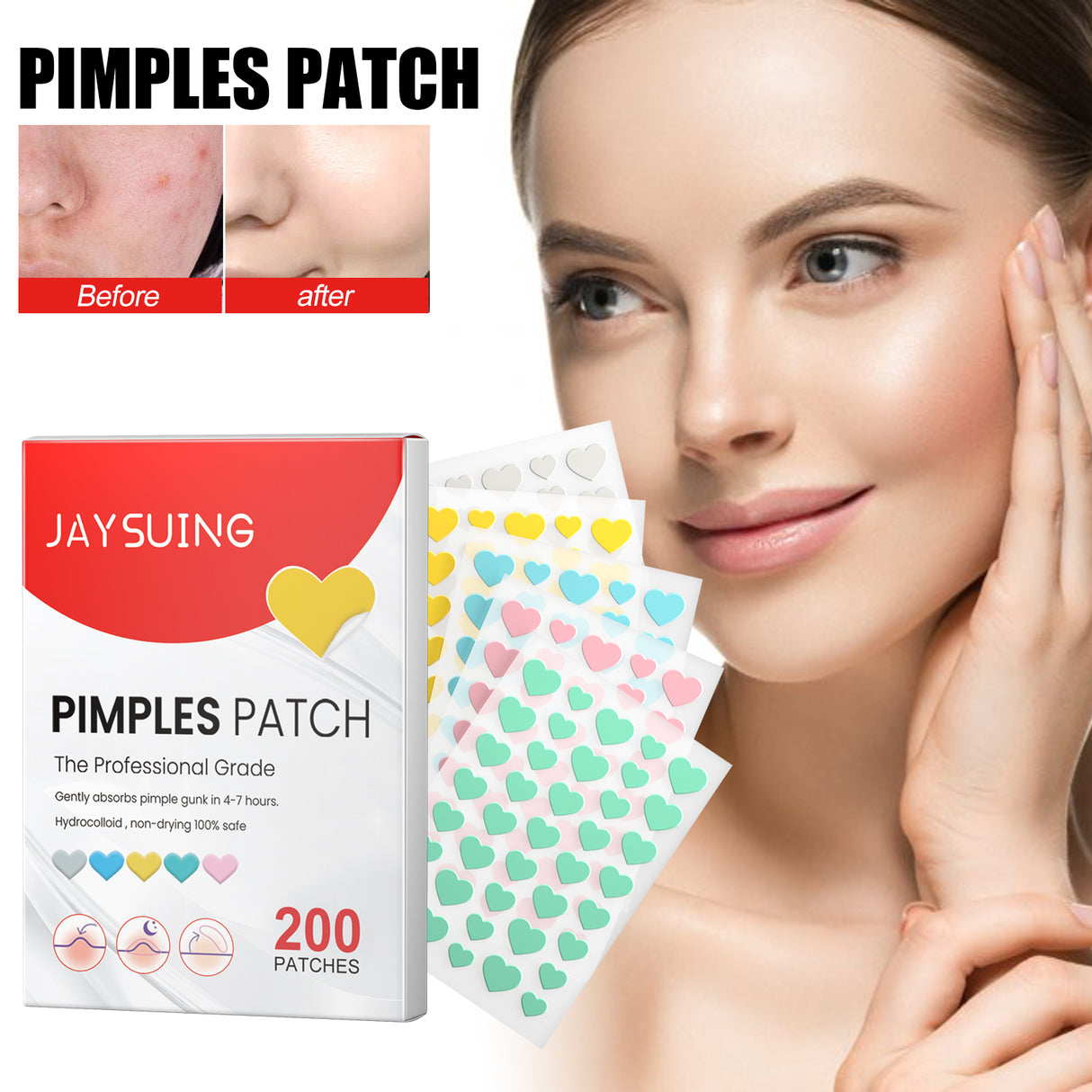 Pimples Patch, Mild Non-Irritant Lightening Pimples Spot Pimples Mark Covering Acne Pimples Patch