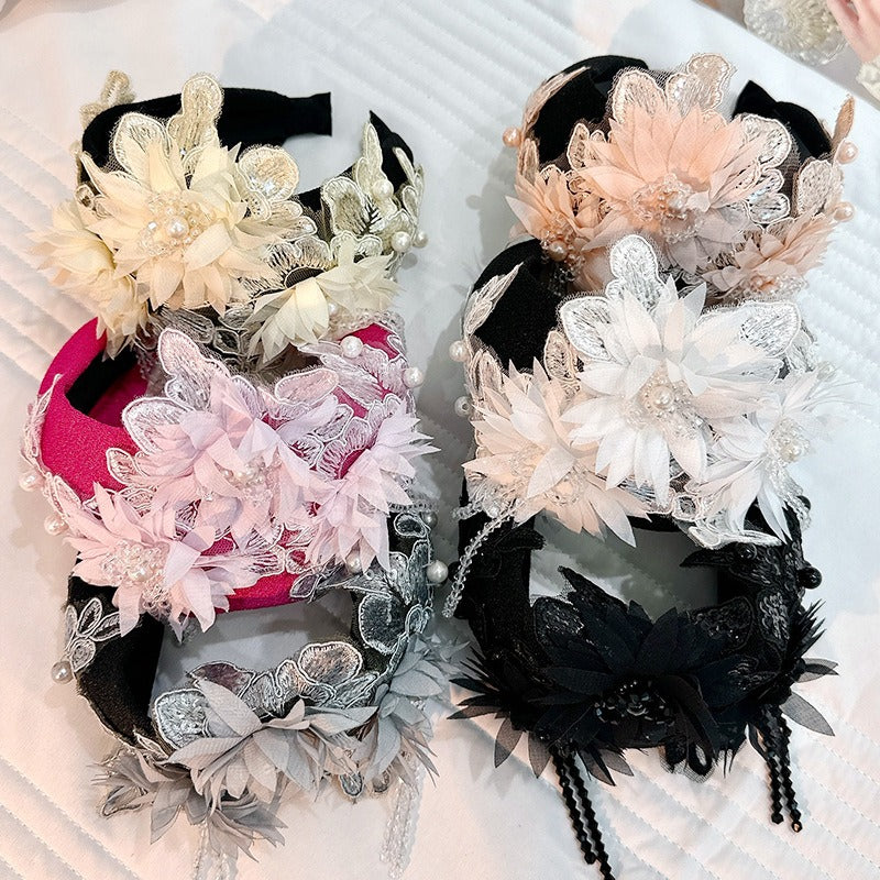 Fashionable handmade embroidery three-dimensional simulation crystal flower hair hoop - V.I.P Digital Presence