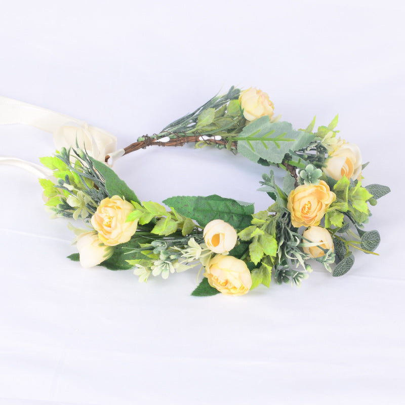 Flower garland headwear, forest style girl, sweet vacation, photography, hair accessories, simulated flowers, green leaves, flower garland - V.I.P Digital Presence
