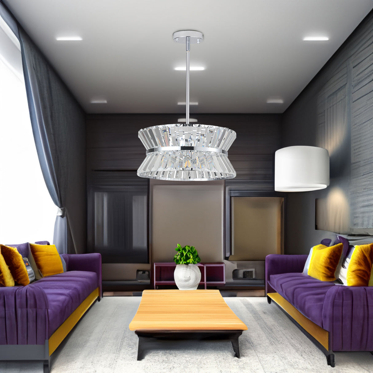 Modern Crystal Chandelier for Living-Room Round Cristal Lamp Luxury Home Decor Light Fixture