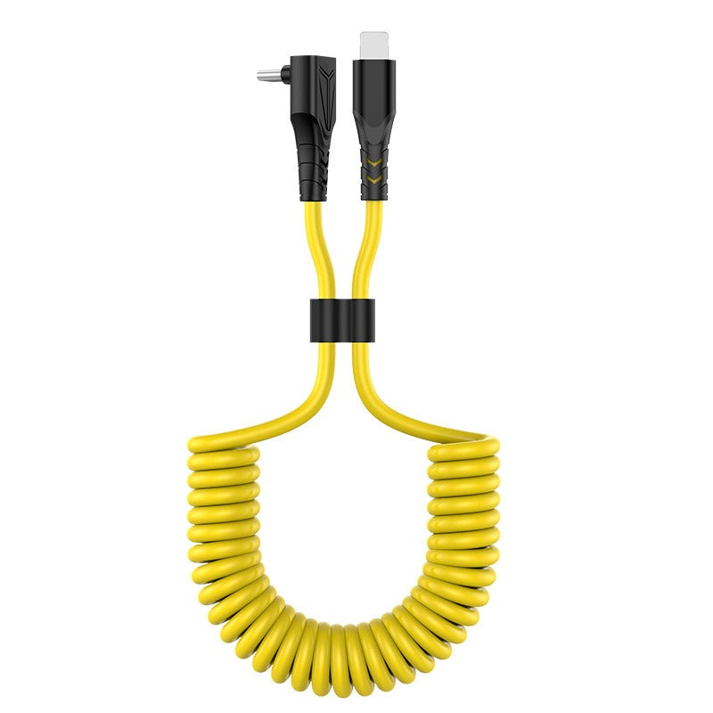 Spring car PD data cable 60w 2-in-1 elbow telescopic fast charging cable suitable for Ideal Wenjie Tesla - V.I.P Digital Presence