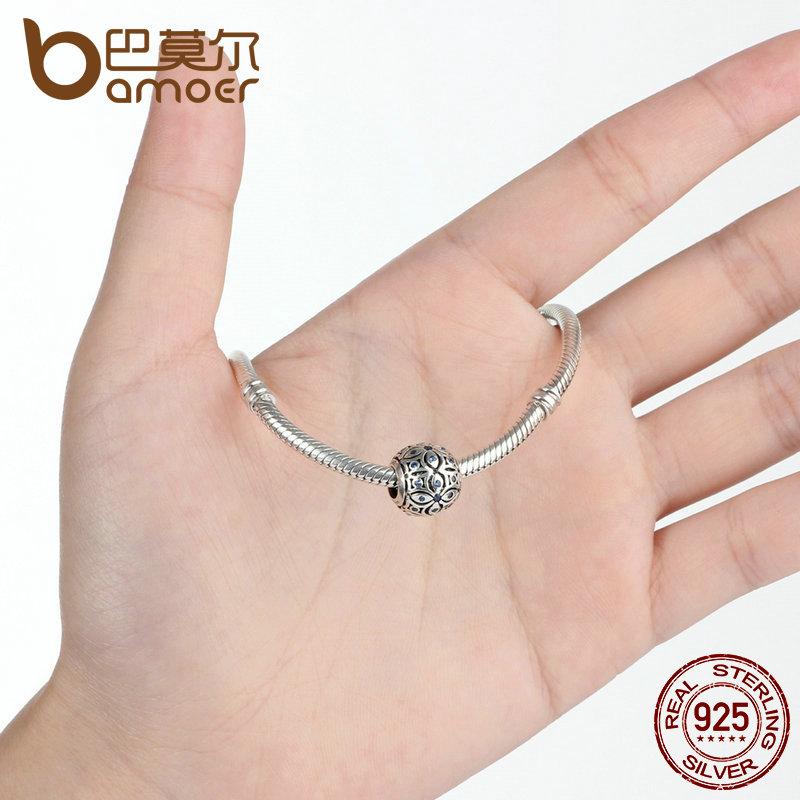 BAMOER 925 Sterling Silver Charms With Blue Crystals Bead Charm fit Bracelets Bangles SCC059 - V.I.P Digital Presence