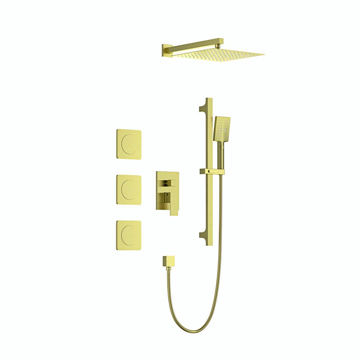 Shower System with Shower Head, Hand Shower Slide Bar Bodysprays Shower Arm Hose Valve Trim and Lever Handles - V.I.P Digital Presence