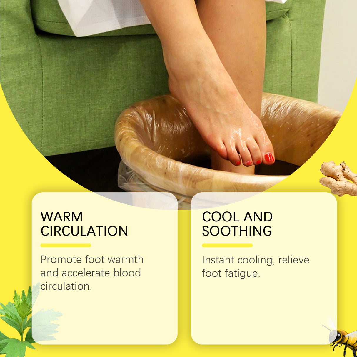 Foot Bath Foot Gel, Herbal Essence Leg Waist Care Foot Soak Package Foot Gel