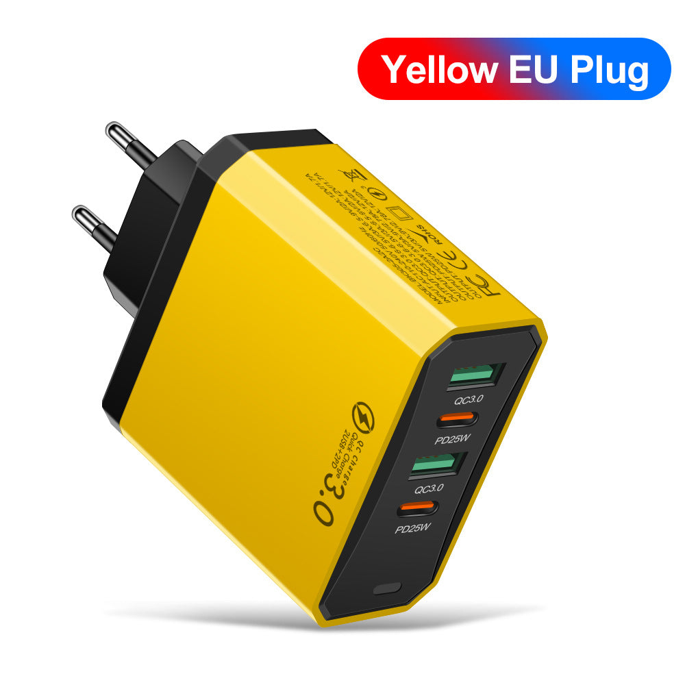 Four in one 2USB+2PD mobile phone charger, tablet plug, European, American and British standard super fast charging - V.I.P Digital Presence