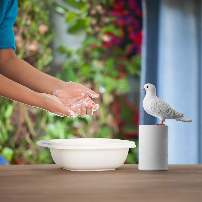 Pigeon-shaped auto sensor foam dispenser. Touchless, fine foam. - V.I.P Digital Presence