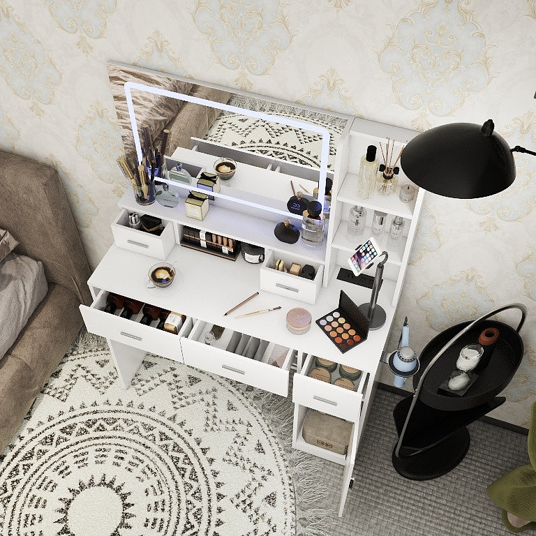 Smart mirror dressing table with drawers and storage cabinets, dressing table with bedroom dressing table, changing room
