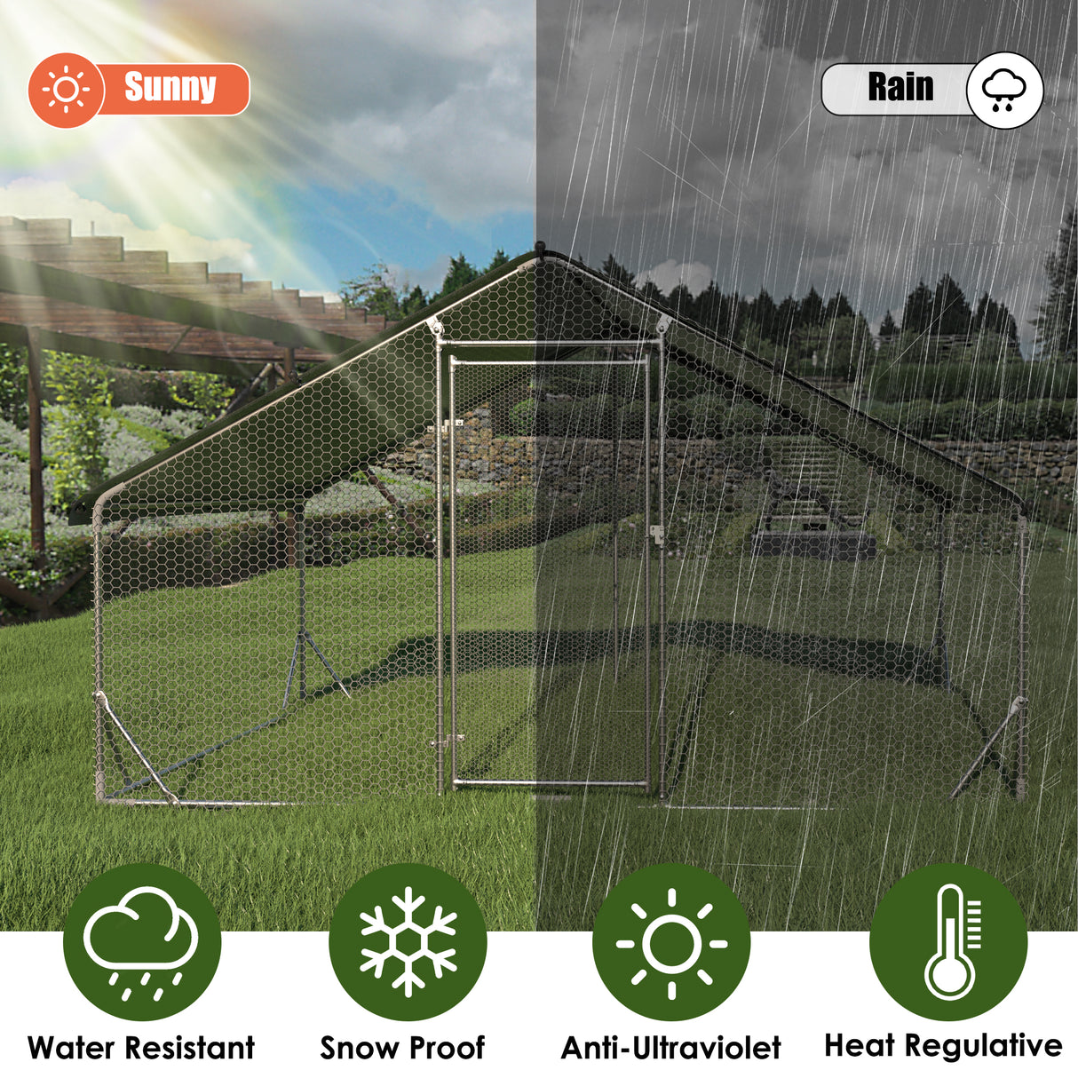 Metal chicken cage, three support steel wire impregnated mesh cage, Oxford cloth silver plated waterproof and UV resistant - V.I.P Digital Presence