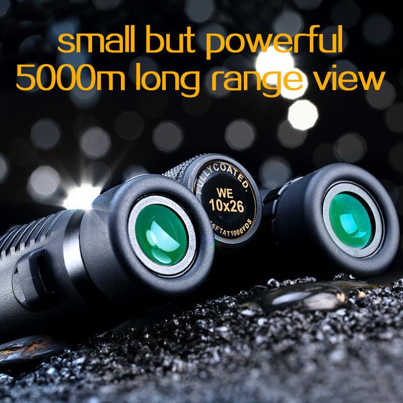 Binoculares USCAMEL HD 10x26 con zoom potente, largo alcance de 5000 m, telescopio plegable profesional resistente al agua, visión gran angular para caza