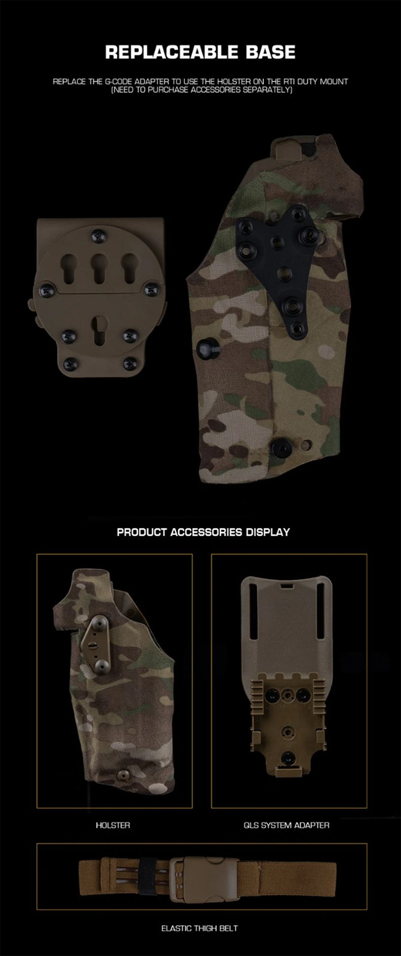 6354DO Left - handed Tactical Pistol Glock 17 Holster with X300U - A QLS Adapter, Leg Shroud, Drop, and MHA Leg Strap Kit - V.I.P Digital Presence