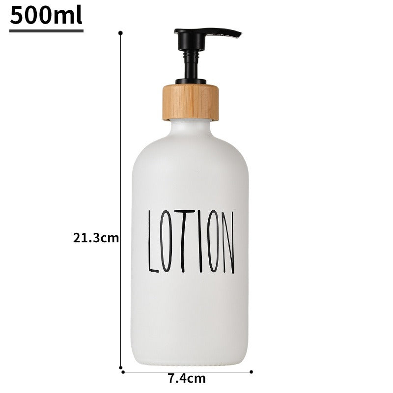 Glass 500ml Boston hand soap pump black and white split bottle wooden cap soap dispenser shampoo bottle - V.I.P Digital Presence
