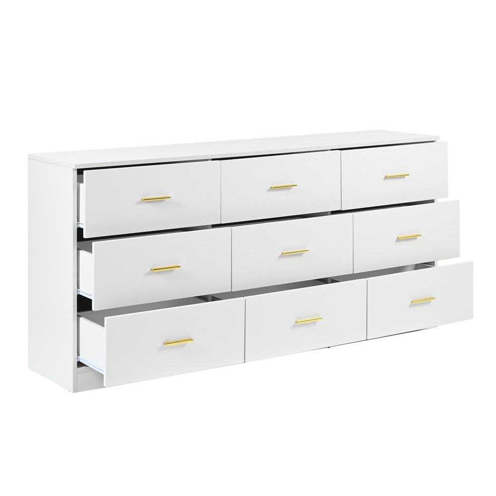 Modern White 9-Drawer Dresser for Bedroom - Ample Storage Wide Chest of Drawers, Sturdy & Safe - V.I.P Digital Presence