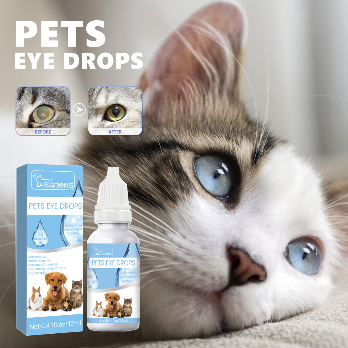 Pet Eye Drops, Cats And Dogs Eye Cleaning Care Pet Eye Wash Tear Stain Remover - V.I.P Digital Presence