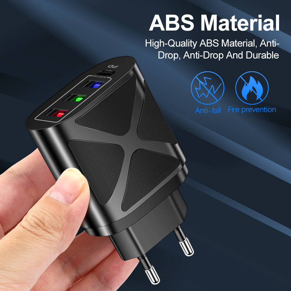 New 3USB+PD fast charging head, US standard, European standard, British standard, PD+3USB multi port charger charging head - V.I.P Digital Presence