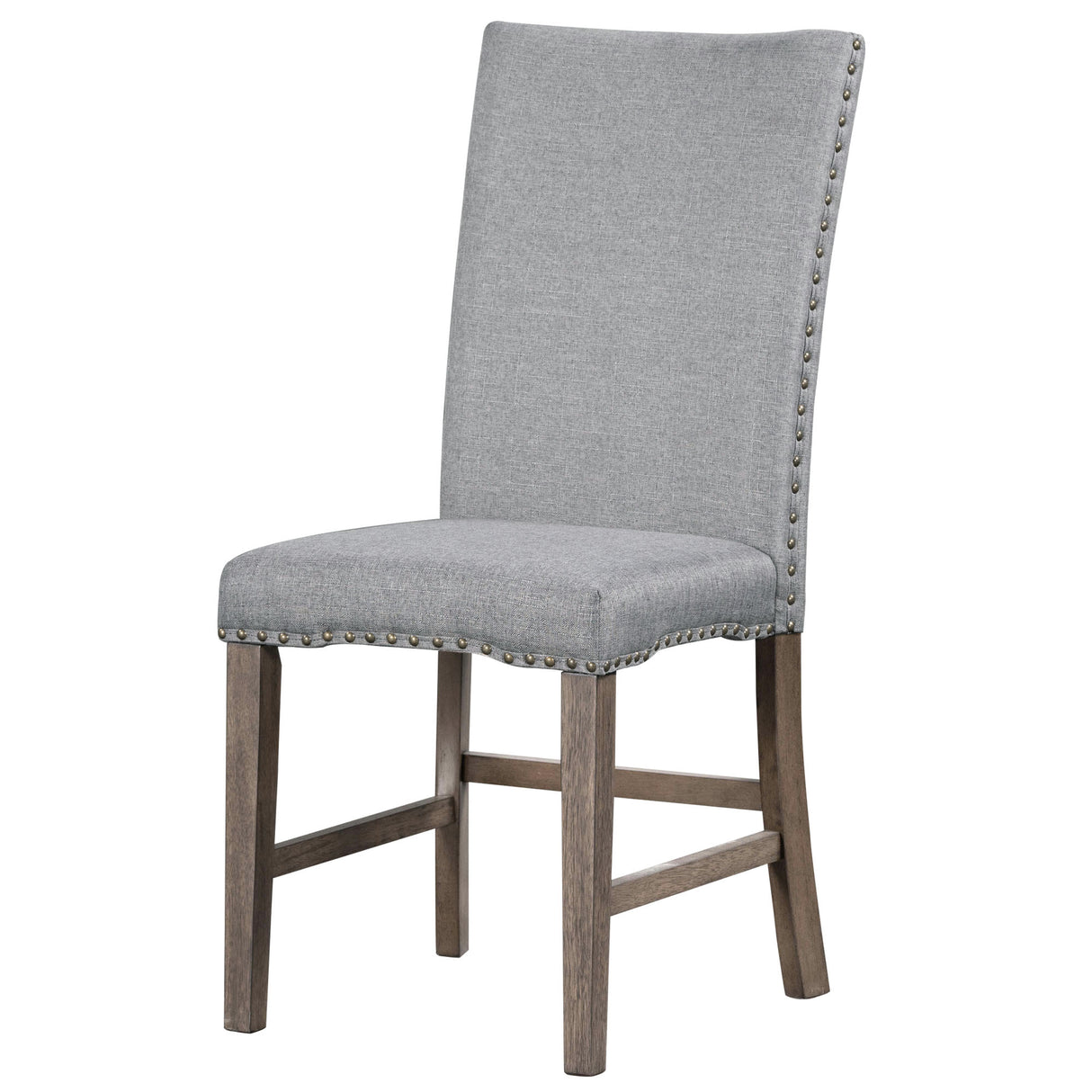 TOPMAX Mid Century Solid Wood 7-Piece Expandable Dining Table Set with Soft Cushioned Chair, Gold Brown+Gray Cushions