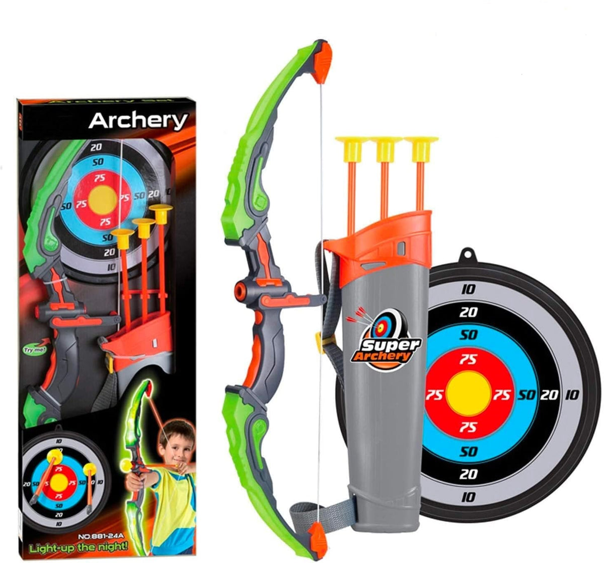1-piece set of children's archery and target, suction cup toy arrow and barrel, LED luminous children's archery set toy, suitabl - V.I.P Digital Presence