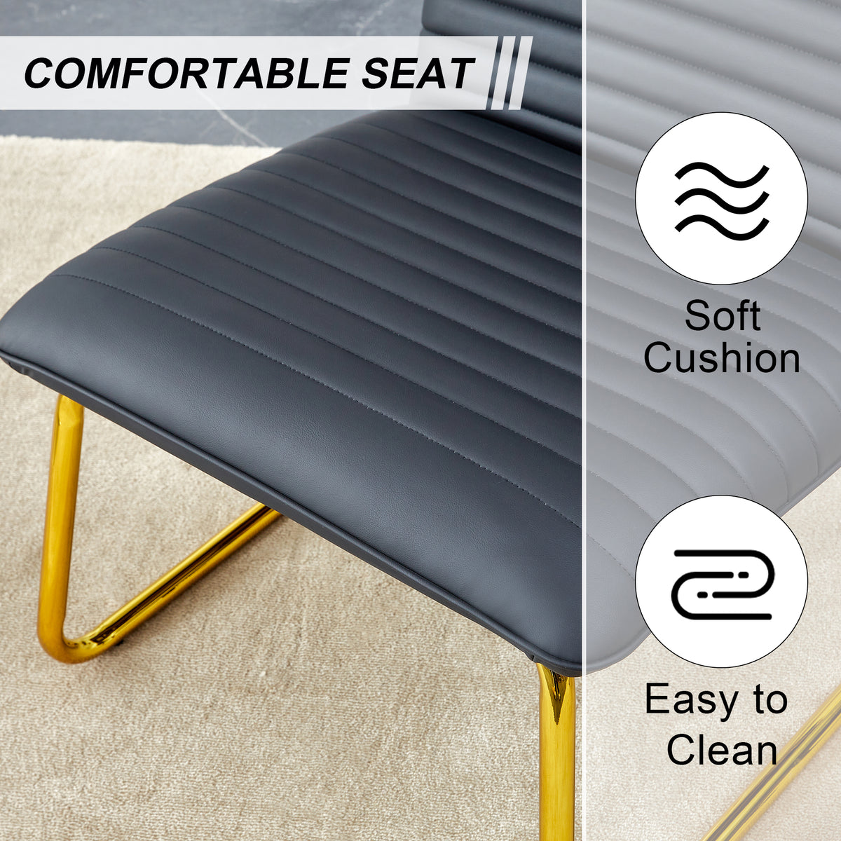 Black minimalist armless sofa chair with PU backrest and golden metal legs suitable for offices restaurants