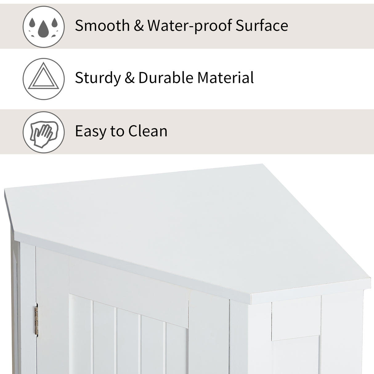White Bathroom Cabinet Triangle Corner Storage Cabinet with Adjustable Shelf Modern Style MDF Board - V.I.P Digital Presence