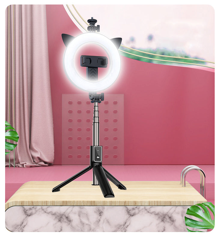 New P40D Portable Selfie Stick With 6 Inches Round Net Celebrity Beauty Fill Light Mobile Phone Live Support