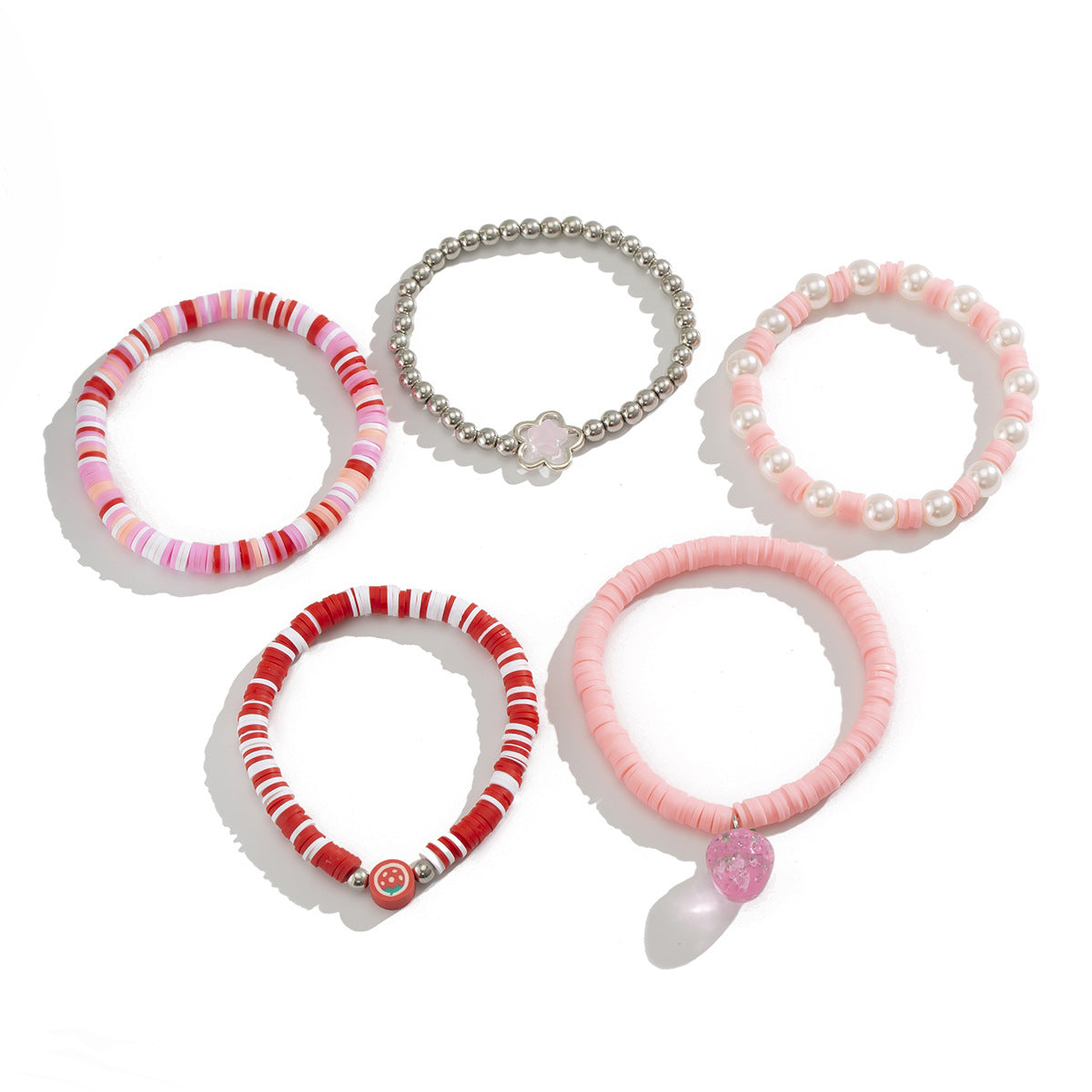 Sweet acrylic bead bracelet with cute strawberry soft ceramic CCB bracelet set - V.I.P Digital Presence