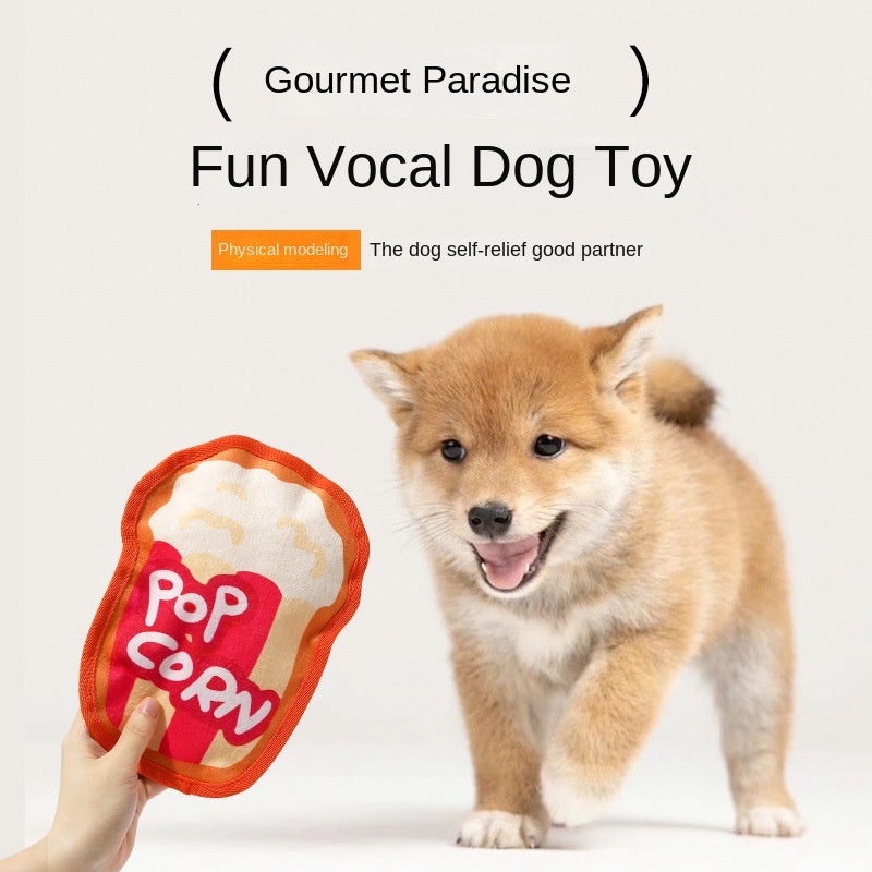 Durable Dog Toy for Chewing, Playing, and Teeth Cleaning - Fun Squeaky Anti-Boredom Design in Hamburger and French Fries Shapes for Small and Medium Dogs - V.I.P Digital Presence