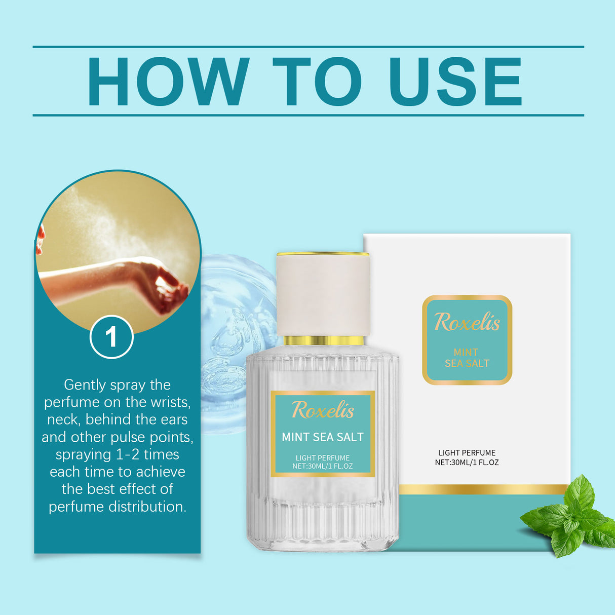 Mint Sea Salt Perfume Mild Fresh Elegant Tone Ear And Wrist Lasting Fragrance Elegant Date Fragrance Perfume - V.I.P Digital Presence